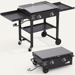 2 & 3 BURNER PORTABLE PROPANE FLAT TOP GRIDDLE – 20,000–45,000 BTU OUTDOOR GRIDDLE WITH SIDE SHELVES & CART - 1
