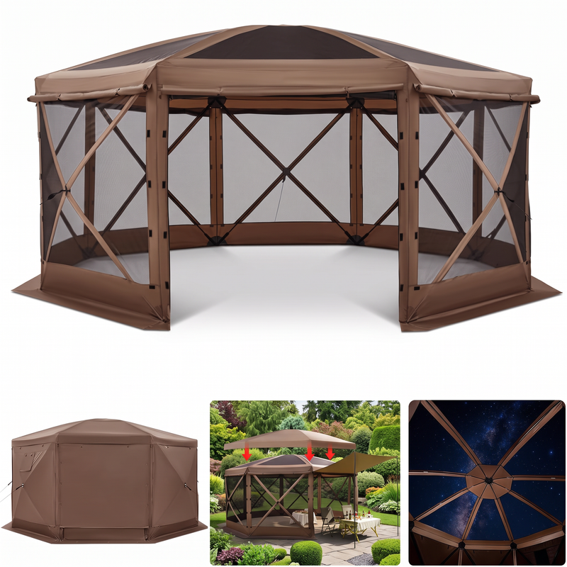 15x15 Pop-Up Gazebo Screen Tent – Large Outdoor Screen House with Mesh Walls & Carry Bag - 1