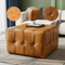 Benjiro Square Tan Leather Ottoman