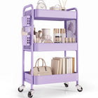 3-Tier Metal Rolling Cart – Foldable or Fixed Pegboard Styles - 1