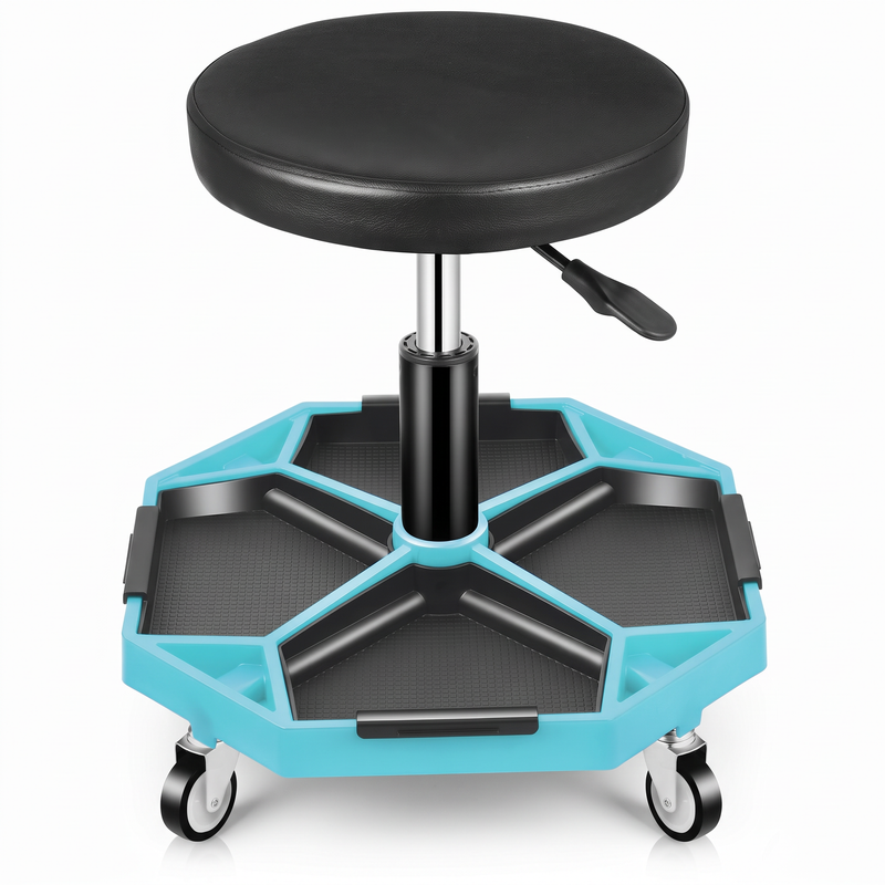 360° Swivel Pneumatic Mechanic Stool — 300–330 lbs Capacity, Padded Seat | Trufairs - 1