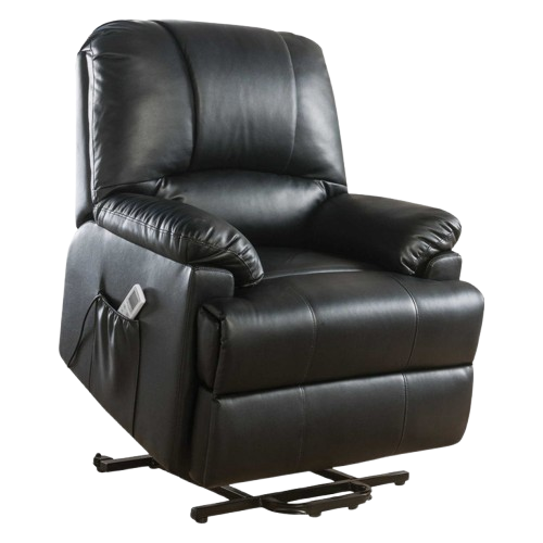 34" Black Faux Leather Power Massage Lift Assist Recliner