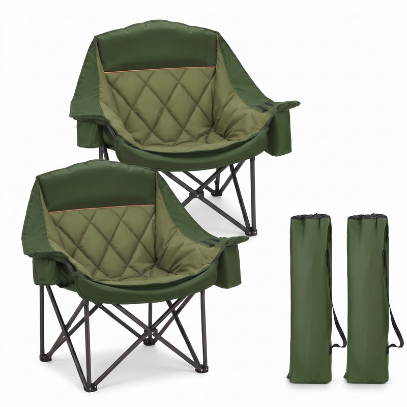 Oversized Camping Chairs 2 Pack – Extra-Large Folding Outdoor Chairs, Padded - 1