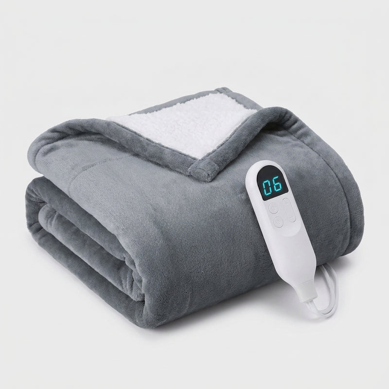 Heated Throw Blanket – Flannel & Sherpa, 6 Heat Levels - 1
