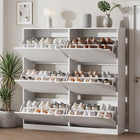 Folding Shoe Cabinet, Foldable Collapsible Shoe Rack Organizer with Doors, Freestanding Shoe Storage Cabinet for Hallway, Closet, Living Room - 1