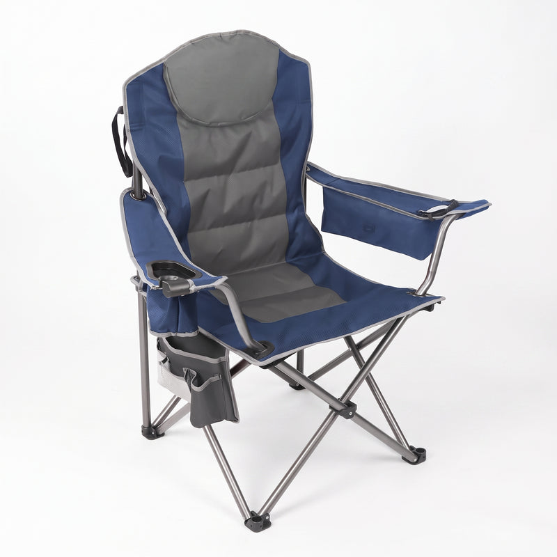 Oversized Portable Camping Chair with Lumbar Support & Cooler Bag - 1