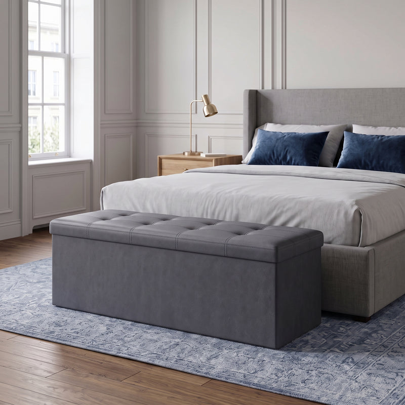 BENCH WITH STORAGE – FOLDING OTTOMAN WITH PADDED SEAT - 1