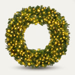 PRE-LIT CHRISTMAS WREATH – WARM LED DOOR DÉCOR - 1