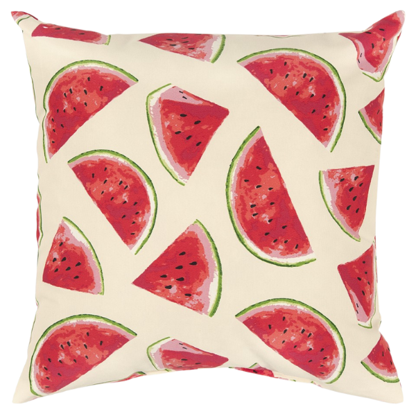 22" Natural And Red Watermelon Indoor Outdoor Throw Pillow