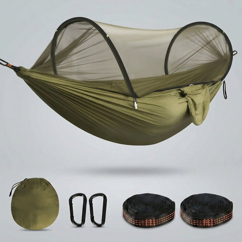 Over 600lbs Hammock, 1-2 person, Nylon with Mosquito Net - 1