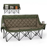Oversized Padded 3-Person Folding Camping Loveseat Chair – Heavy Duty Outdoor Seating - 1