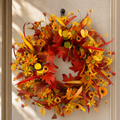 Show Gold 22" Artificial Fall Sunflower & Maple Leaf Wreath