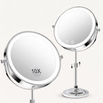 Double-Sided Magnifying Makeup Mirror – LED, Rechargeable, Height-Adjustable - 1