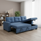 92" Blue Polyester Blend Convertible Futon Sleeper Sofa With Black Legs