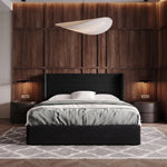 Lift-Up Storage Bed Frame with Upholstered Wingback Headboard - 1