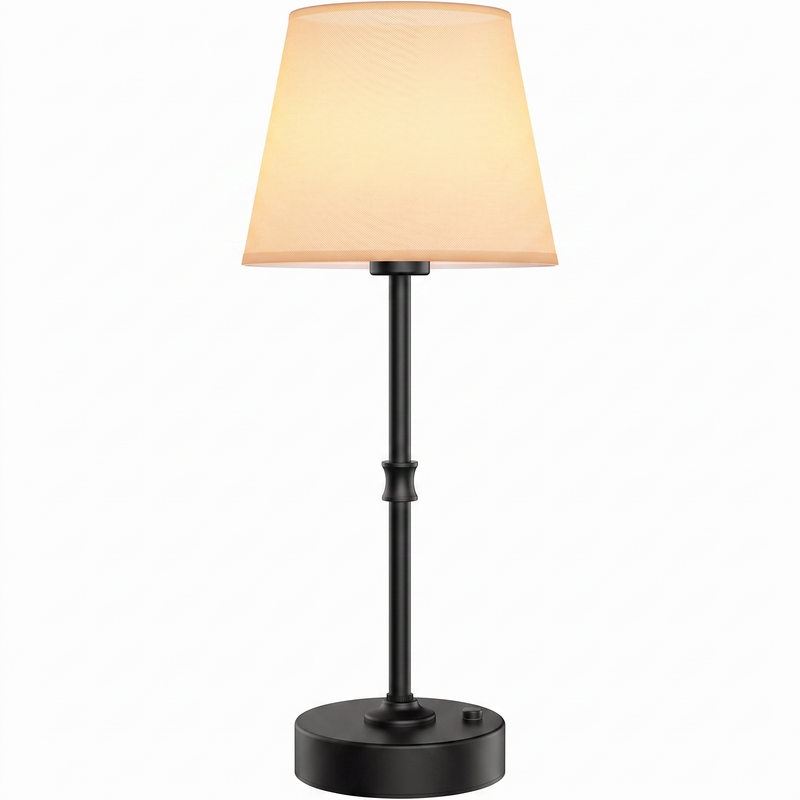 Cordless Rechargeable Table Lamp with Fabric Shade – Dimmable LED Desk Lamp - 1