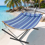 2-Person Outdoor & Indoor Hammock with Adjustable Height, Pillow & Stand – Portable, Sturdy, Colorful - 1