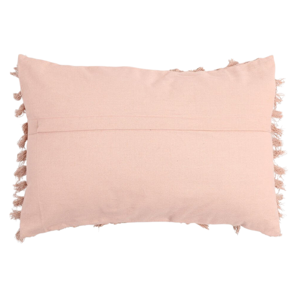Pastel Pink Handmade Boho Lumbar Pillow Cover with Tassels