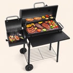 Portable Charcoal Grill with Smoking Function, Foldable Suitcase Design with Wheels, Multi-Tier Storage Rack & Waterproof Cover for Outdoor BBQ Parties - 1