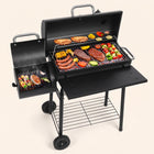 Portable Charcoal Grill with Smoking Function, Foldable Suitcase Design with Wheels, Multi-Tier Storage Rack & Waterproof Cover for Outdoor BBQ Parties - 1