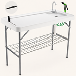 Folding Fish Cleaning Table with Sink & Sprayer Options - 1