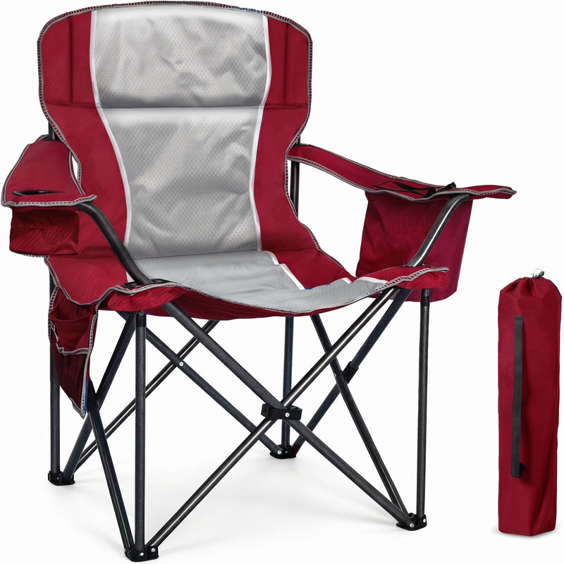 Heavy Duty Portable Folding Camping Chair with Cup Holder & Cooler Pocket - 1