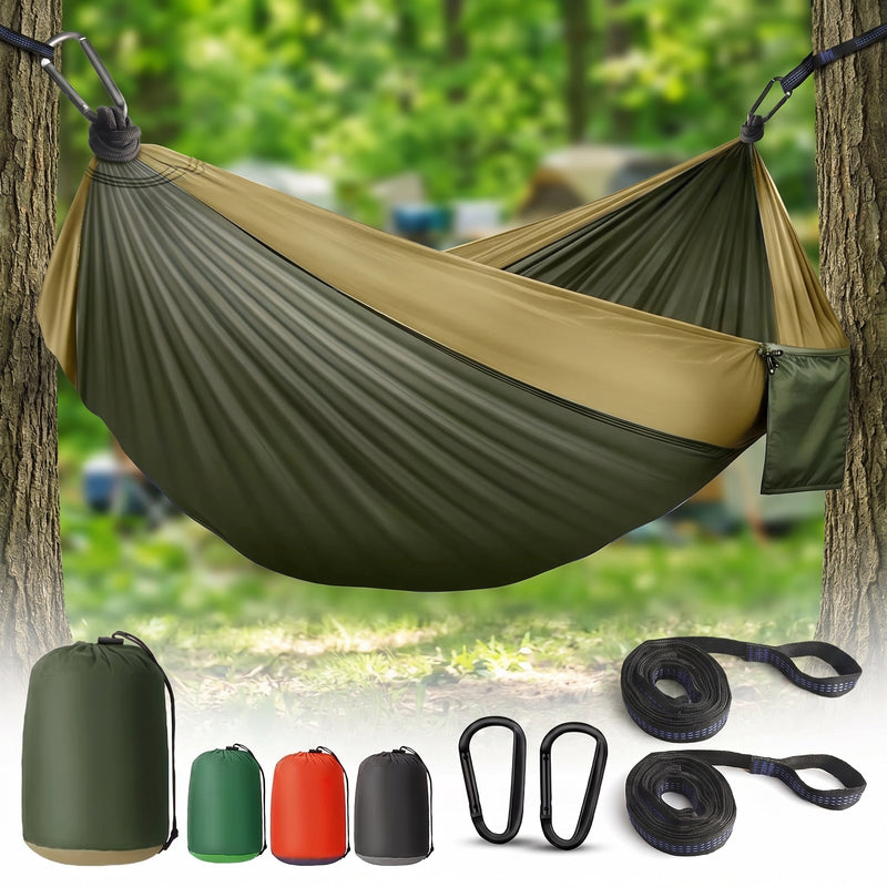 Portable Camping Hammock with Tree Straps – Lightweight Nylon Travel Hammock - 1