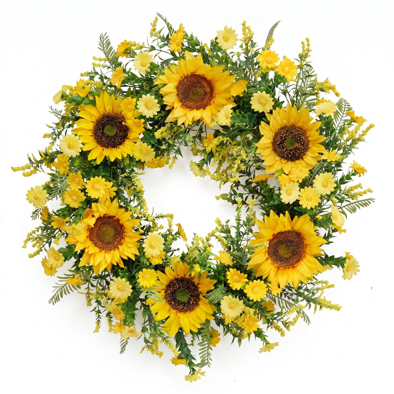 SUNFLOWER WREATH FOR FRONT DOOR – SUMMER FLORAL PORCH DÉCOR - 1