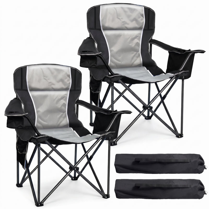 Heavy Duty Portable Folding Camping Chair with Cup Holder & Cooler Pocket - 1