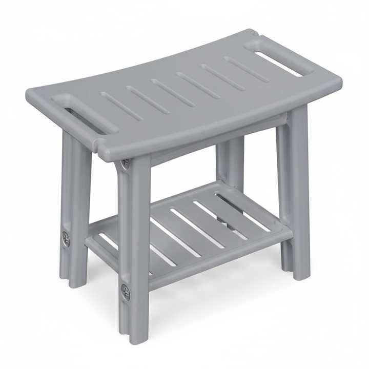 Waterproof Multipurpose Shower Bench Stool with Storage Shelf | Trufairs
