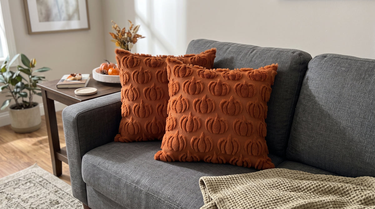 Pumpkin Pillow Covers Set of 2 | 3D Fall Decorative Covers - image 1