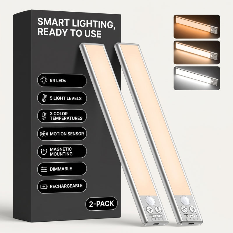 Rechargeable Under Cabinet Lights with Motion Sensor, 2-Pack - 1