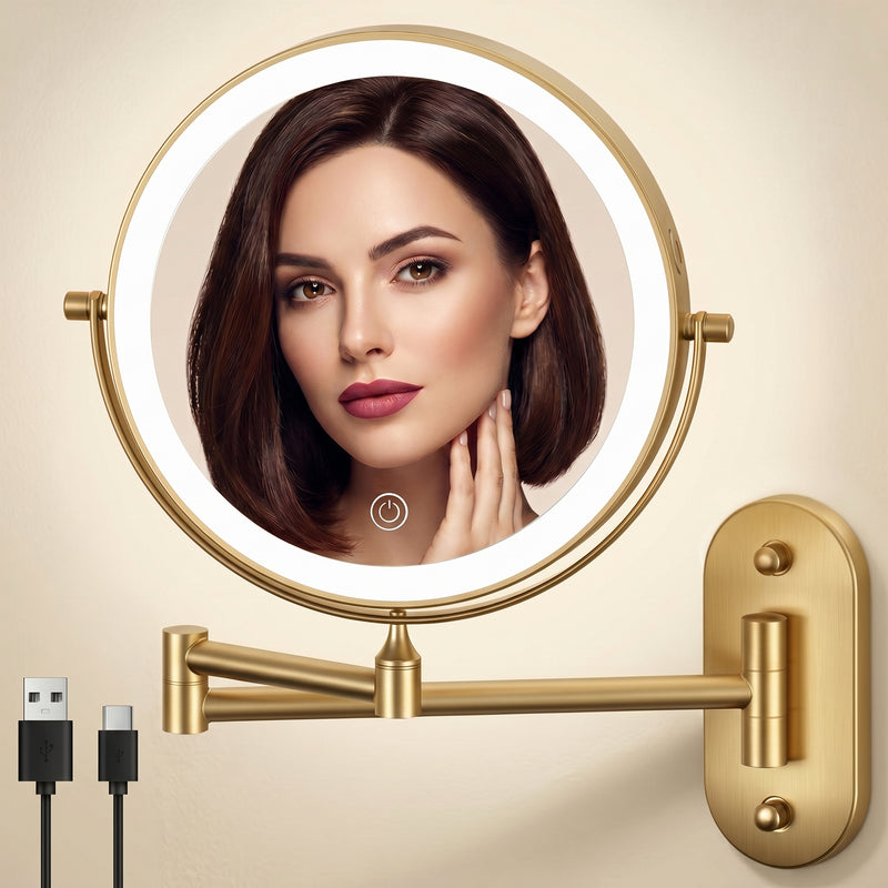 LED Lighted Magnifying Makeup Mirror – Rechargeable, Wall-Mount with Adjustable Brightness - 1 (replacement)