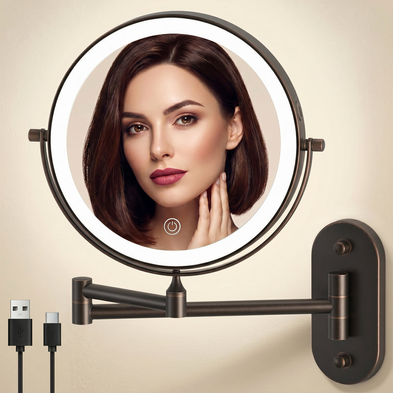 LED Lighted Magnifying Makeup Mirror – Rechargeable, Wall-Mount with Adjustable Brightness - 1 (replacement)