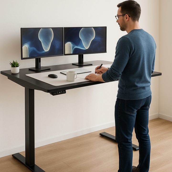 Black on Black 45" Bamboo Dual Motor Electric Office Adjustable Computer Desk