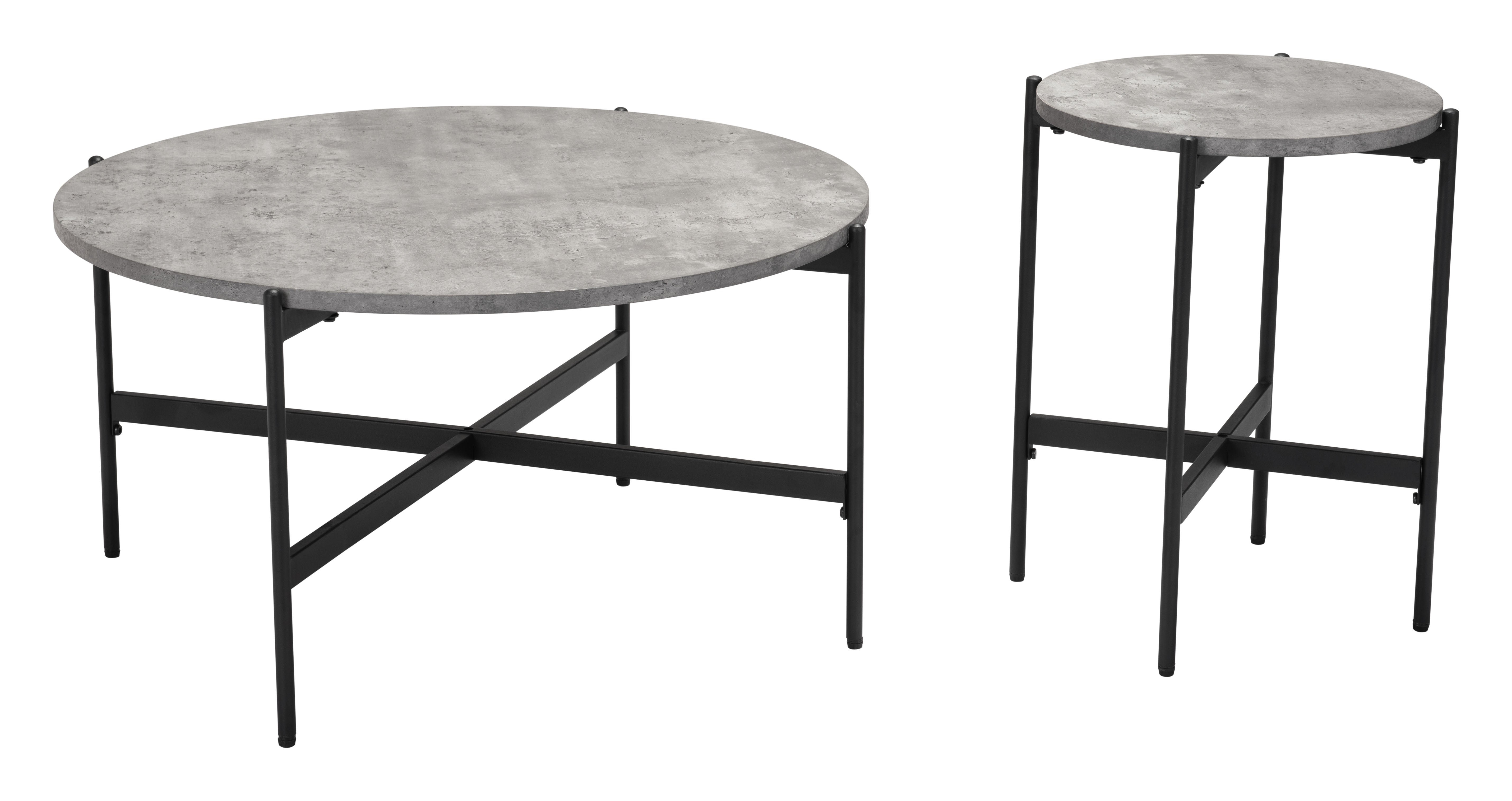 Malo Coffee Table Set (2-Piece) Gray & Black