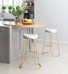 Bree Barstool White & Gold