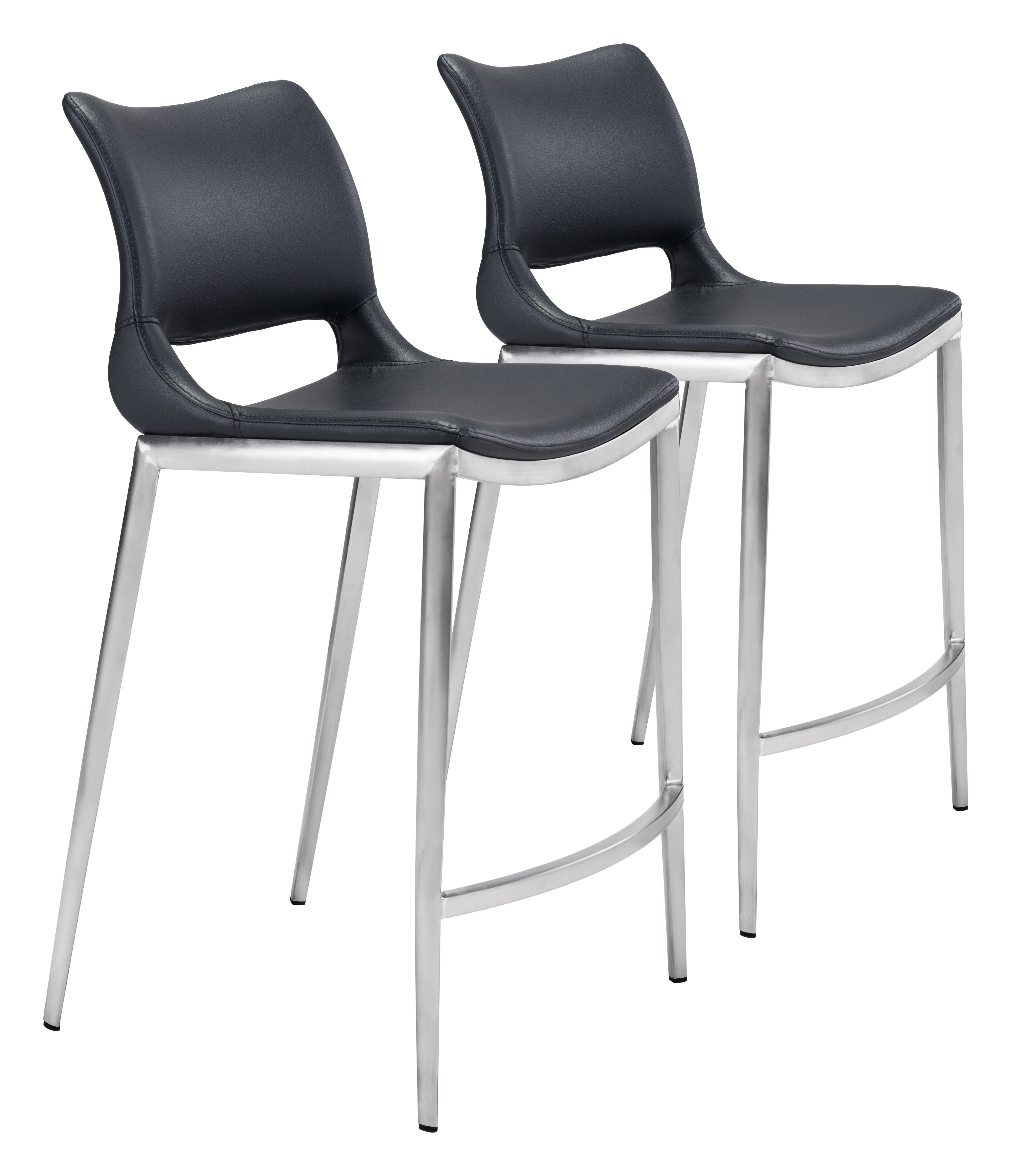 Ace Counter Stool Black & Silver