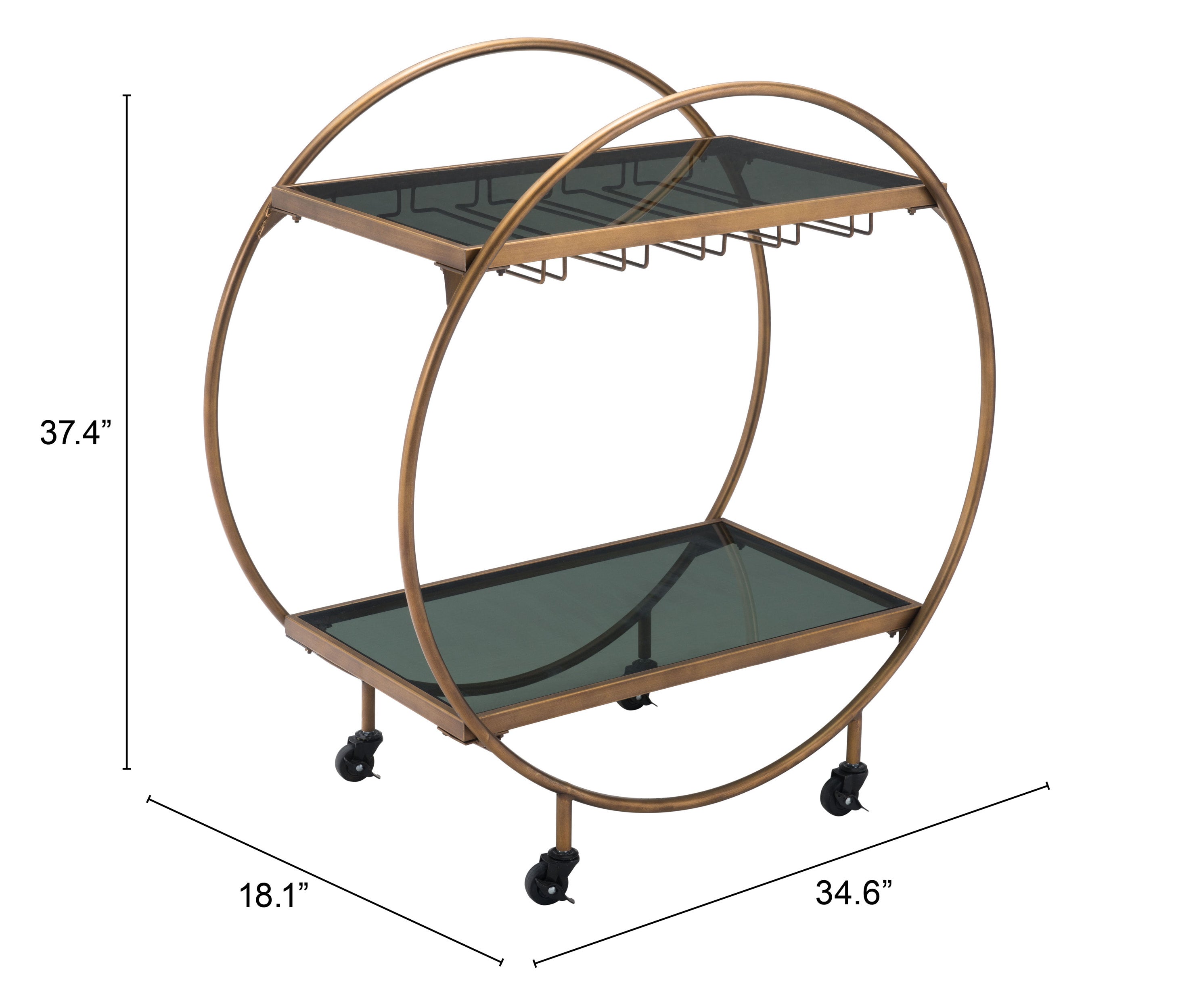 Arc Bar Cart Brass & Black