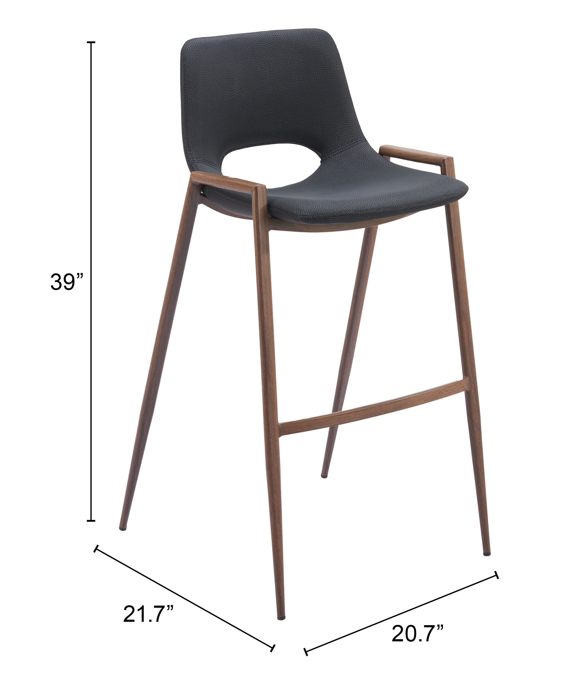 Desi Barstool Black & Walnut