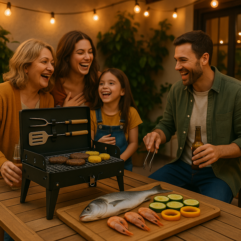 Compact Collapsible Iron Square Charcoal Grill with Flat-Fold Design