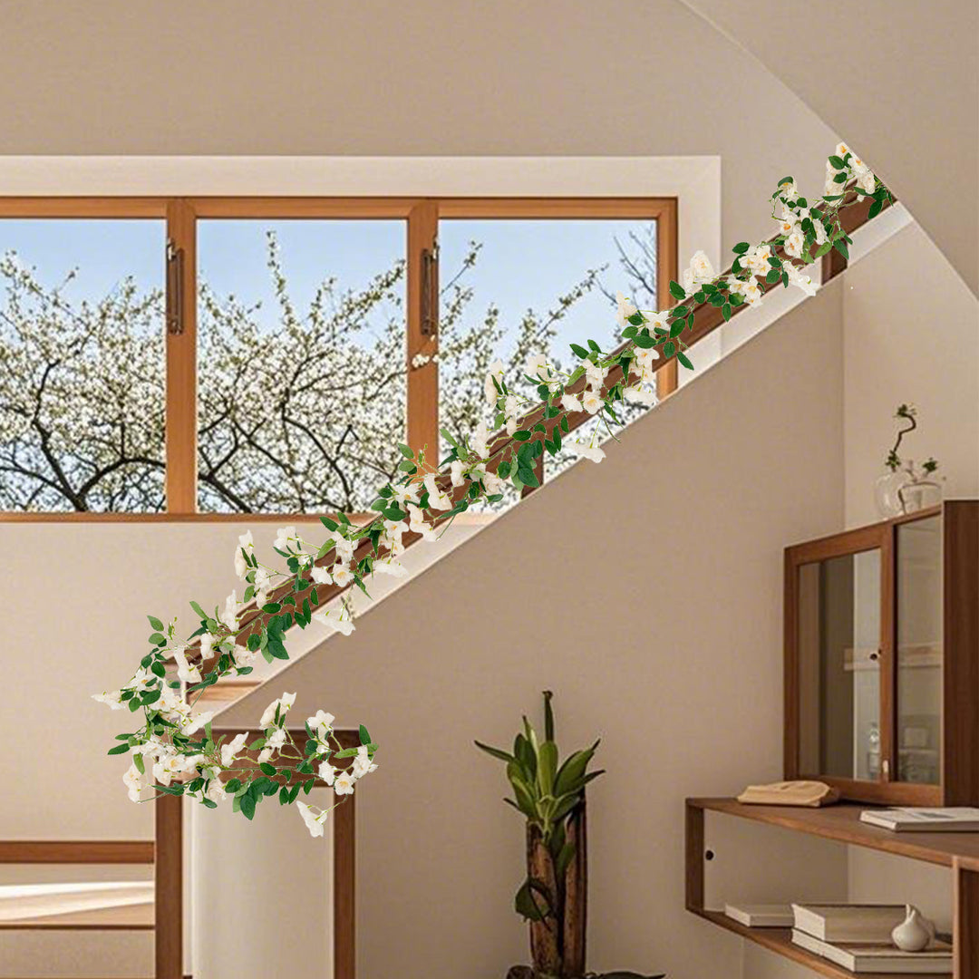 2 Pcs Artificial Cherry Blossom Flower Vine Hanging Cherry Blossom Flower Silk Garland Hanging Vines Faux Flowers For