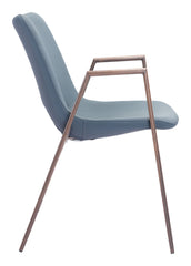 Desi Dining Chair Azure Gray & Walnut