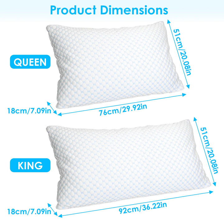 1Pc Shredded Memory Foam Pillow Adjustable Cool Pillow with Extra Filling Machine Washable Cover for Side Back Stomach Sleepers