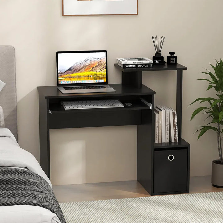 1PC Space-saving Computer Desk with Pull-out Keyboard Tray