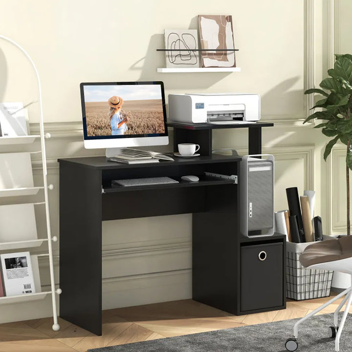 1PC Space-saving Computer Desk with Pull-out Keyboard Tray