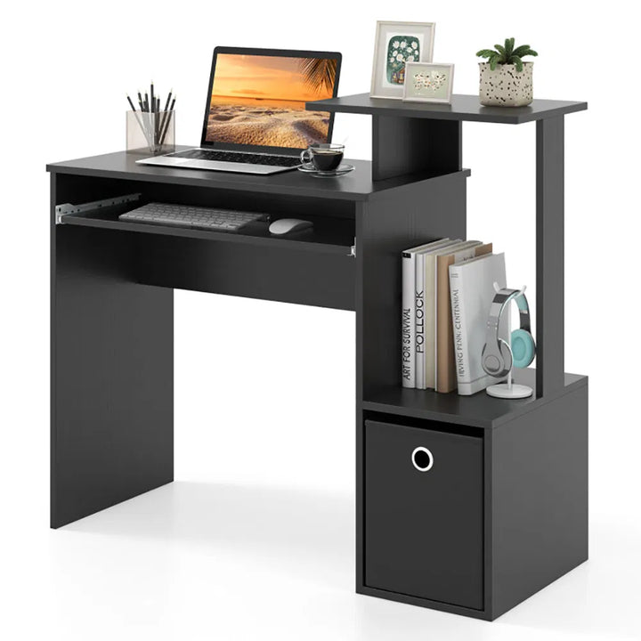 1PC Space-saving Computer Desk with Pull-out Keyboard Tray