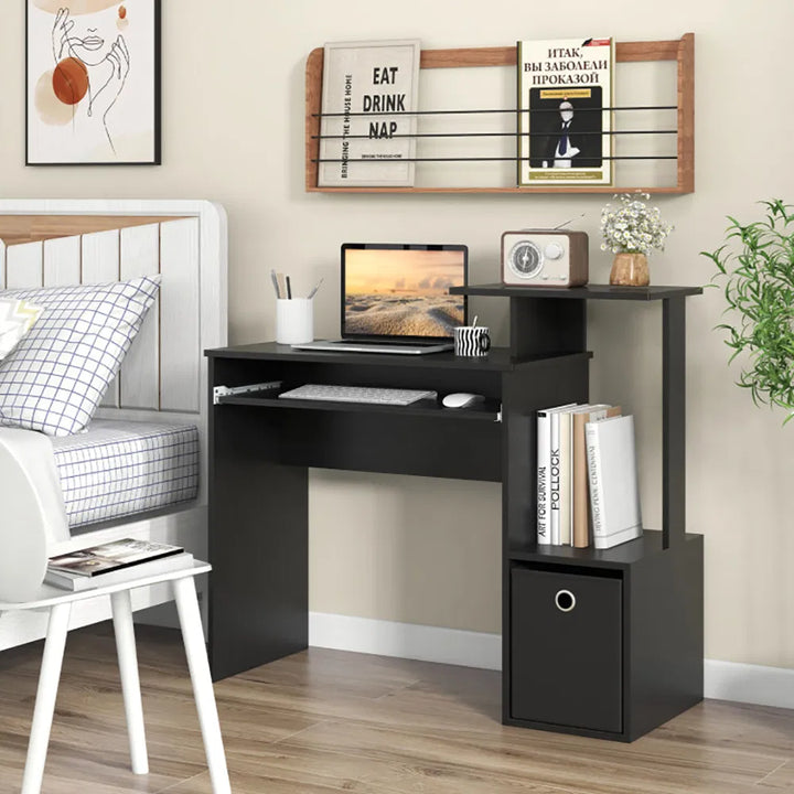 1PC Space-saving Computer Desk with Pull-out Keyboard Tray