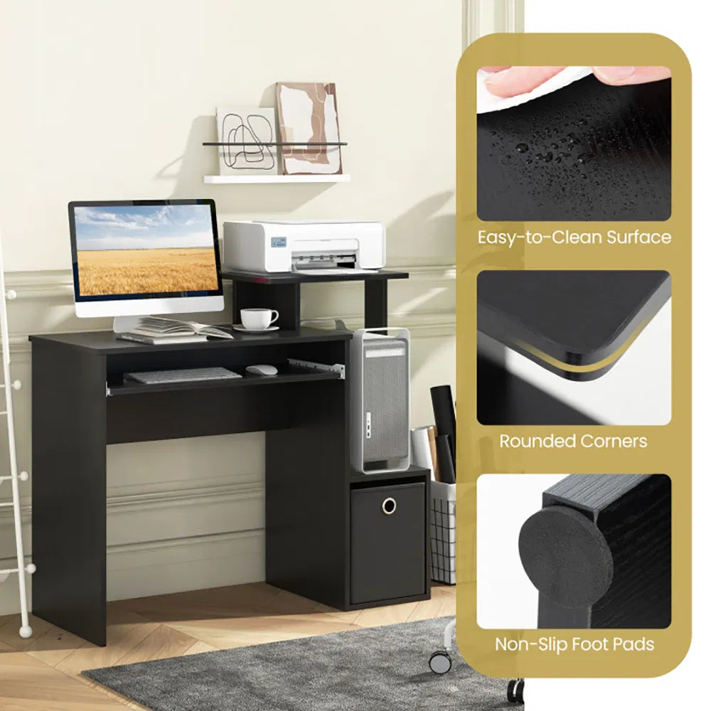 1PC Space-saving Computer Desk with Pull-out Keyboard Tray