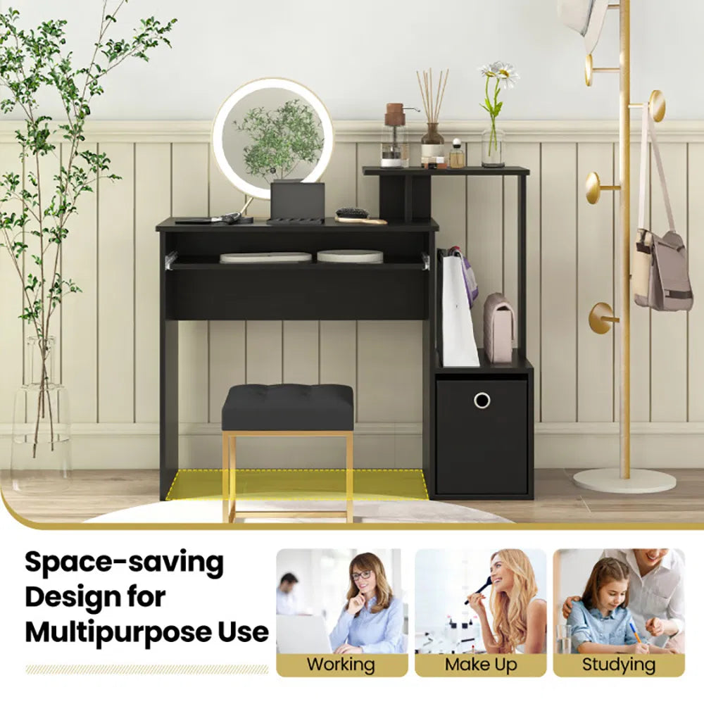 1PC Space-saving Computer Desk with Pull-out Keyboard Tray